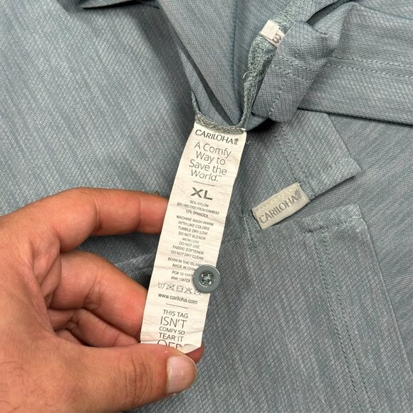 Cariloha Bamboo Golf Shirt Short Sleeve Polo Stretch Grey XL - Picture 8 of 8